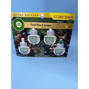 Air Wick Plug-in Warmer Scented Oil Refills, Fresh Pine and Juniper, Pack of 4